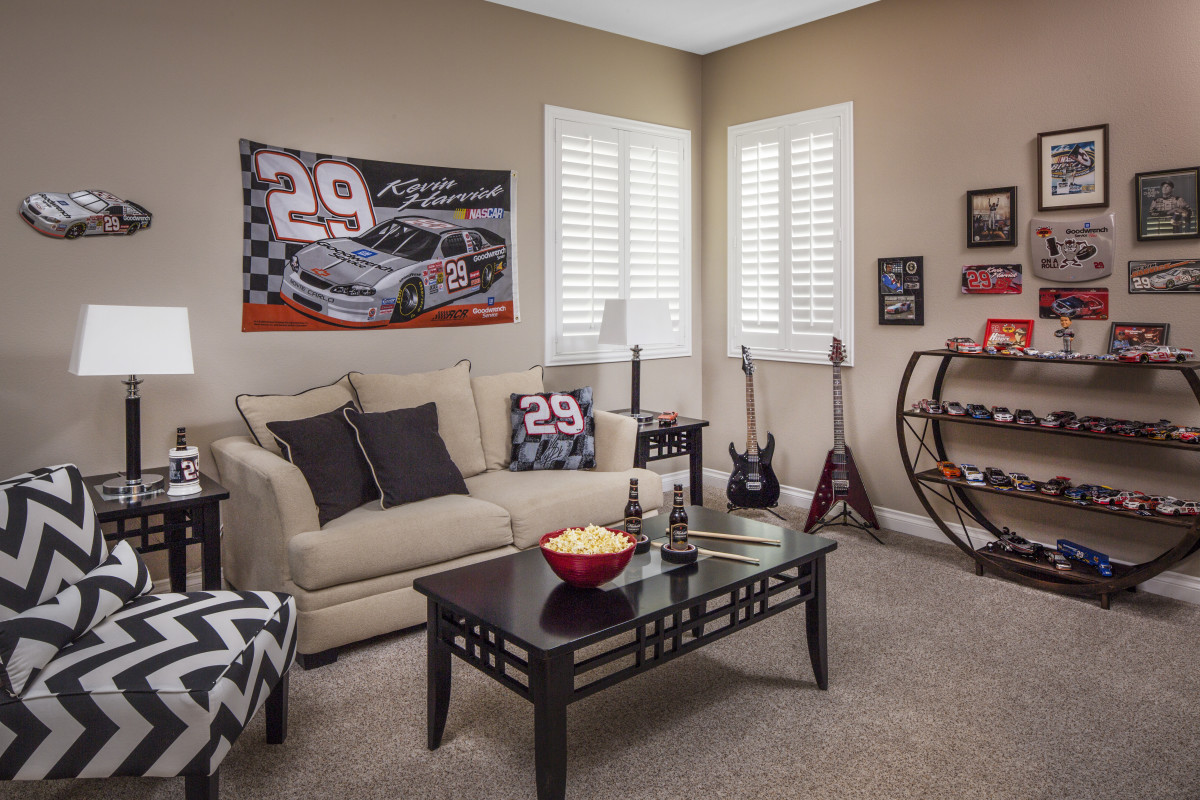 Raleigh man cave with shutters